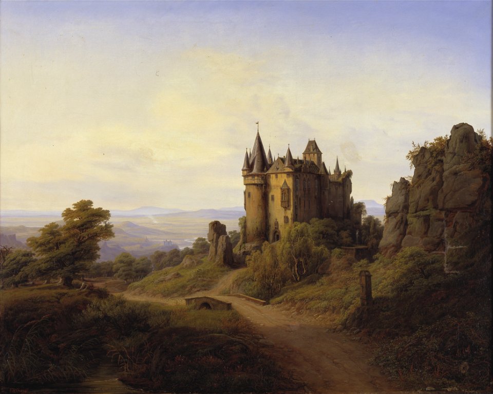 F. Sødring - Slottet Büresheim ved Eifelfloden - KMS345 - Statens Museum for Kunst