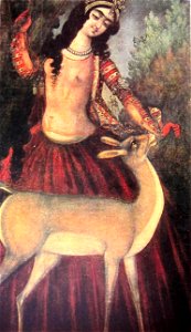 Girl with doe (Qajar art, Art Museum of Georgia)