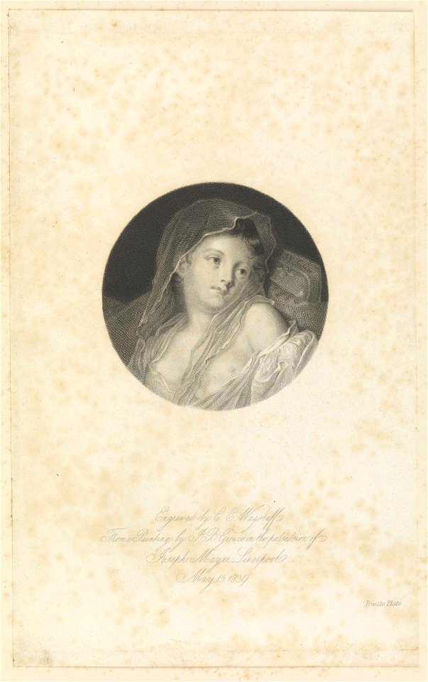 Girl's head draped with a scarf from a painting in the possession of Joseph Mayer, Liverpool, Private Plate RMG PZ0886