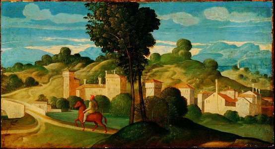 Girolamo Da Santa Croce - Landscape with Rider - Google Art Project