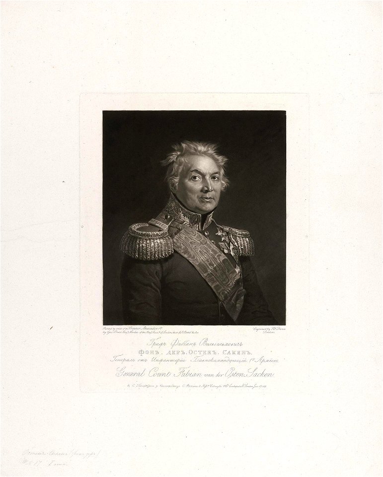 Fabian Vilgelmovitch von der Osten-Saken by Henry Dawe - Hermitage
