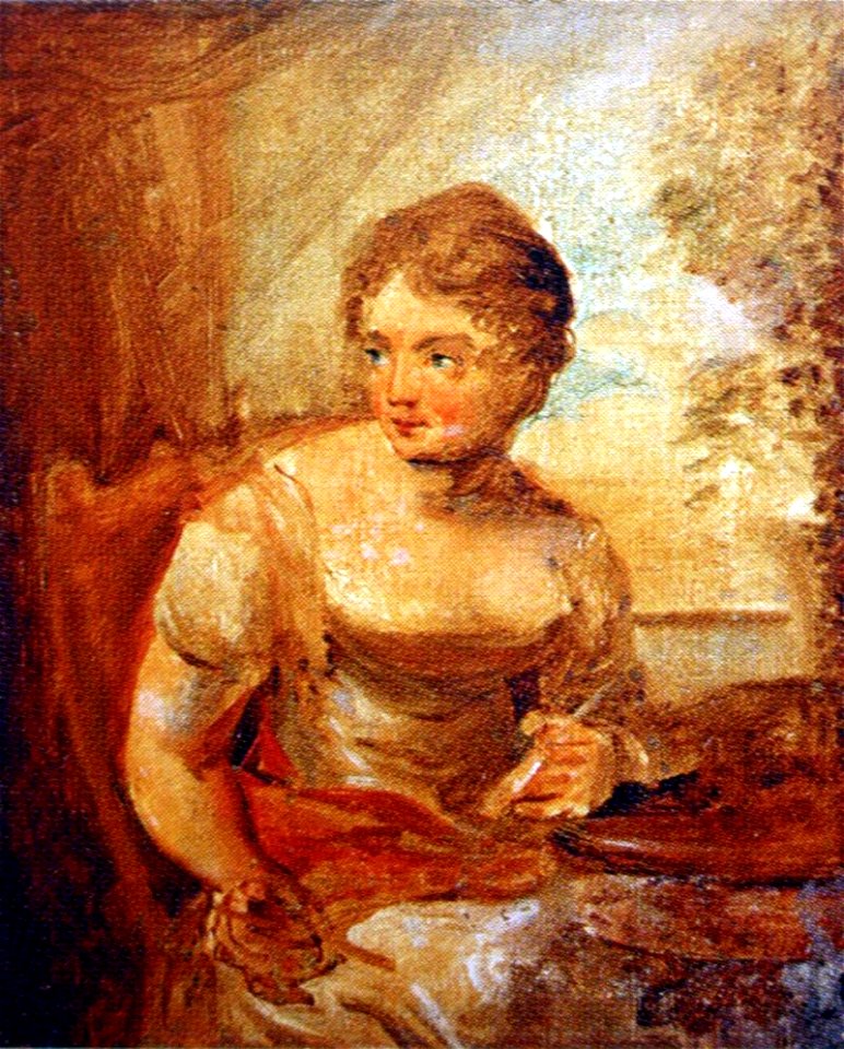 Girl doing needlework by Tropinin