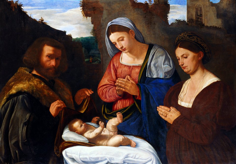 Girolamo Savoldo (c. 1480-1548) - The Virgin Adoring the Child with Two Donors - RCIN 405755 - Royal Collection