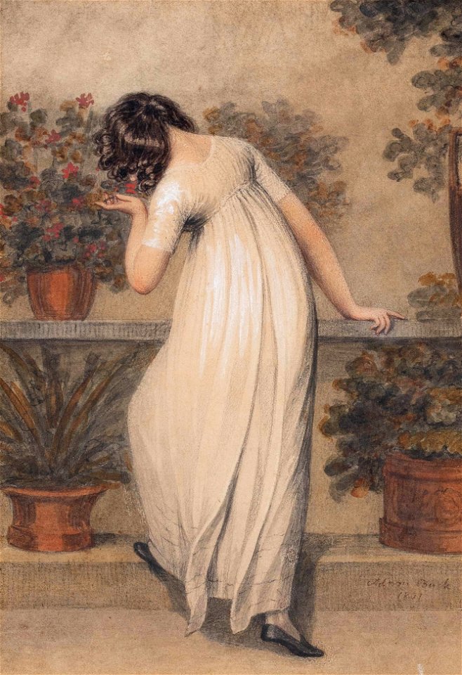 Girl on a terrace - Adam Buck - 1807 - ref Buck-K07739
