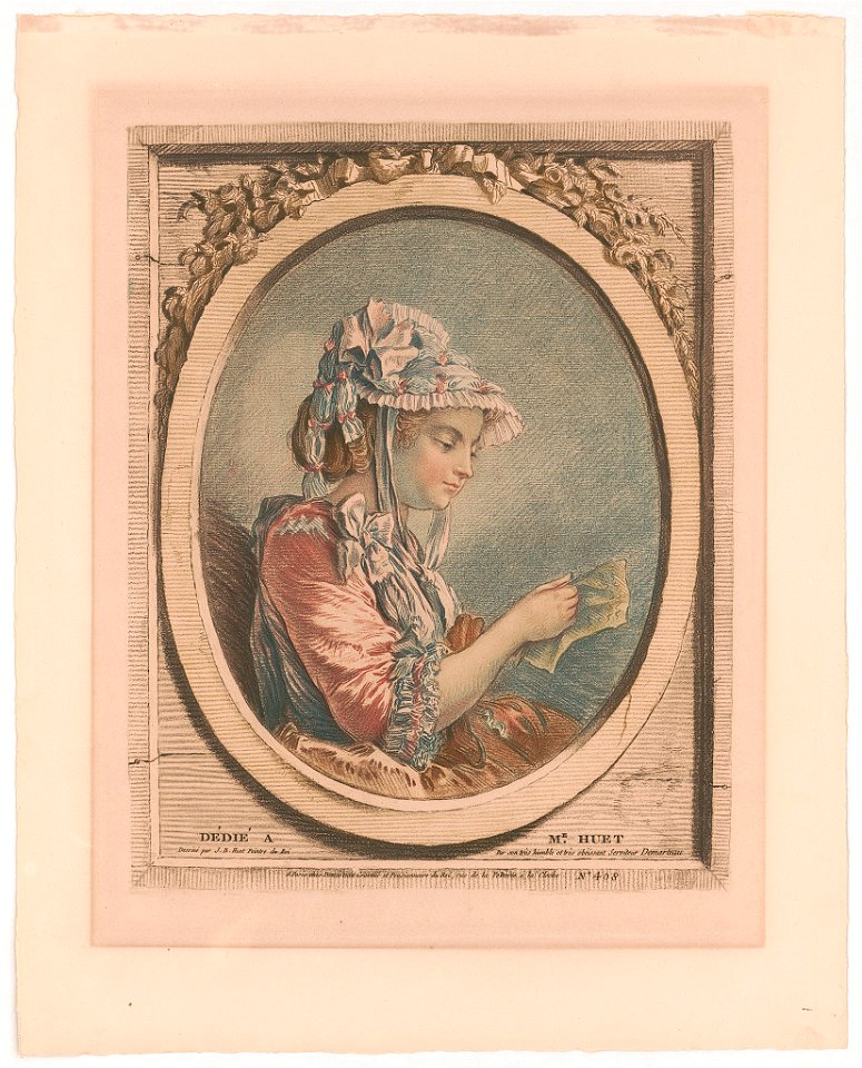 Girl reading a letter) - dessiné par J.B. Huet peintre du Roi par son très humble et très obéissant serviteur Demarteau LCCN2014645163