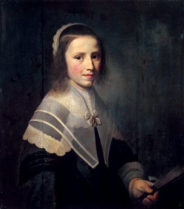 Girl holding a fan, by Hendrik Cornelisz van der Vliet
