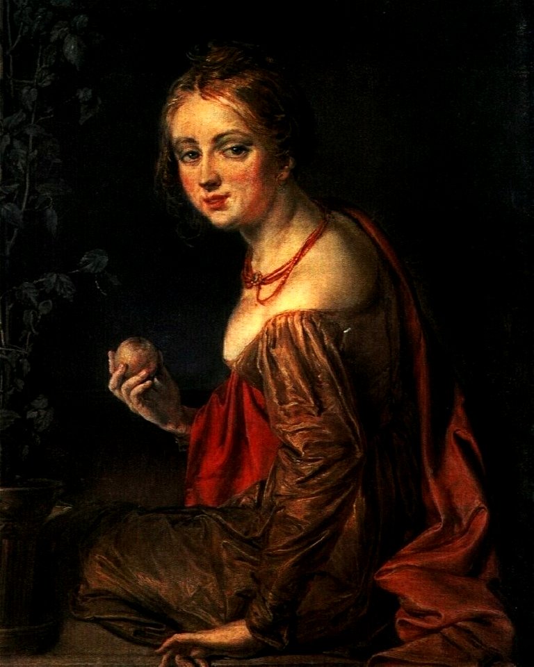 Girl with an apple by Tropinin