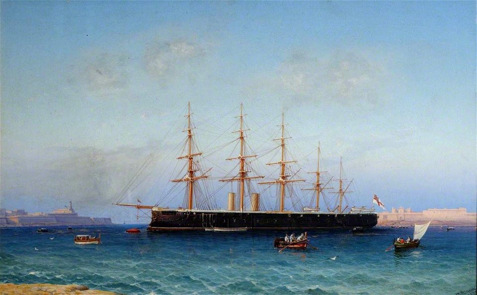 Girolamo Gianni (1837-after 1896) - HMS 'Agincourt' at Malta - BHC2329 - Royal Museums Greenwich