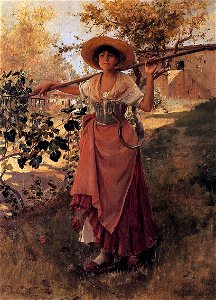 Girl with Rake by Frank Duveneck 1884