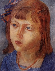 Girl's head by Petrov-Vodkin (1922, GRM)