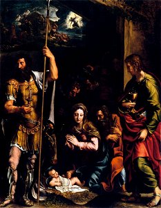 Giulio Romano - Adoration of the Shepherds - WGA09609. Free illustration for personal and commercial use.