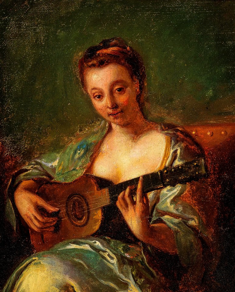 Gitarre spielende Dame F 18Jh