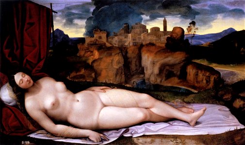 Girolamo da Treviso - Sleeping Venus - WGA09520. Free illustration for personal and commercial use.