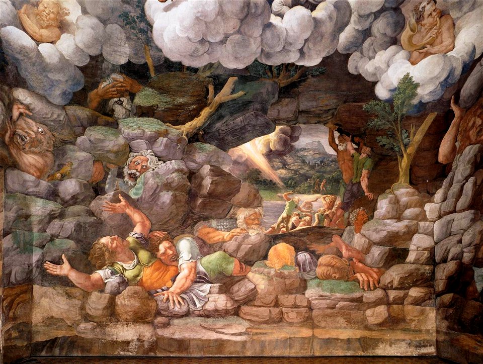 Giulio Romano - View of the Sala dei Giganti (south wall) - WGA09546