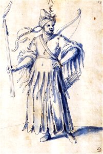 Giuseppe Arcimboldo - Costume drawing for a female figure with torch - WGA00899