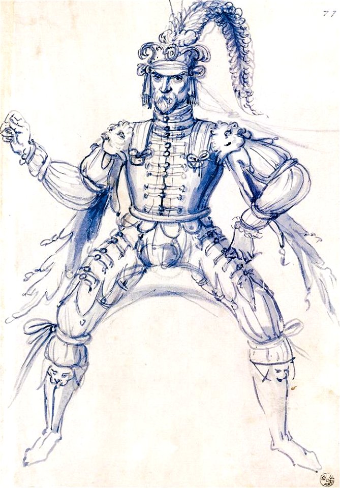 Giuseppe Arcimboldo - Costume drawing for a knight on horseback - WGA00908