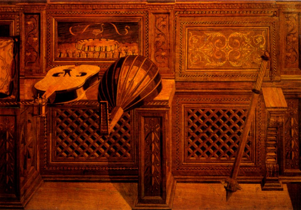 Giuliano, benedetto da maiano e bottega, tarsie dello studiolo di federico II 02