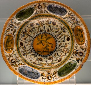 Gironimo Tomasi - Plat - Putti et grotesques (Lyon, majolique, 1583)