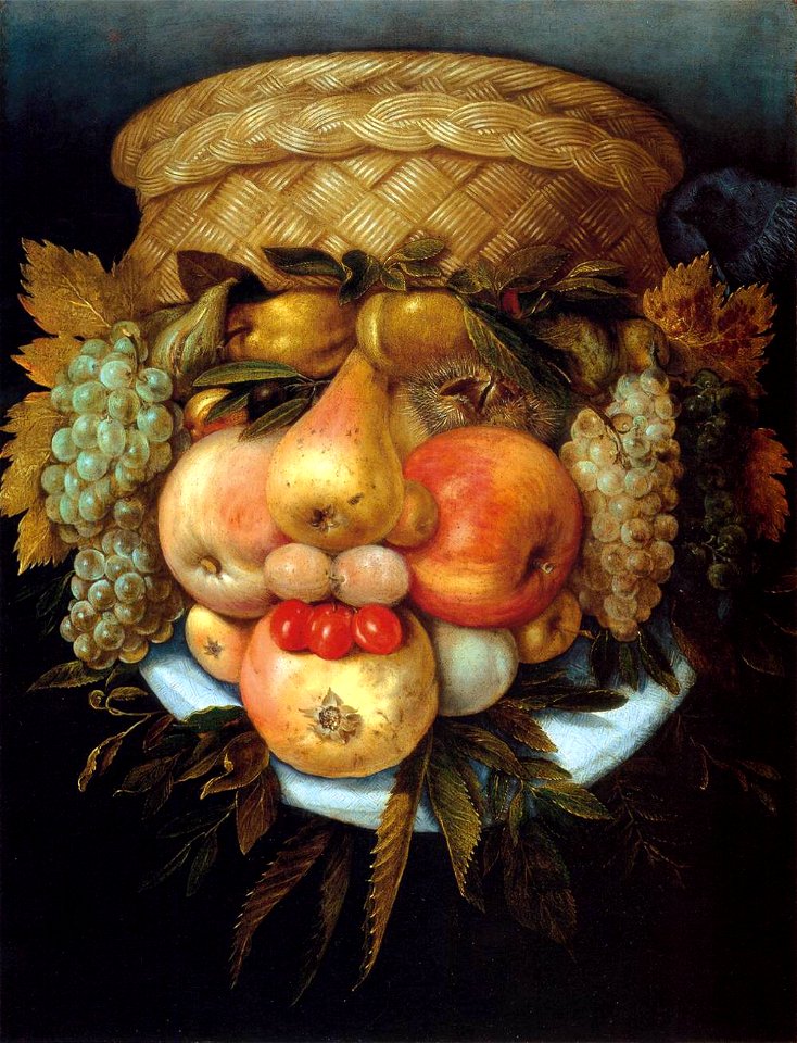 Giuseppe Arcimboldo - Reversible Head with Basket of Fruit - WGA00844