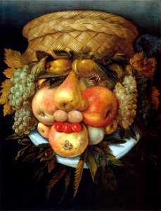 Giuseppe Arcimboldo - Reversible Head with Basket of Fruit - WGA00844