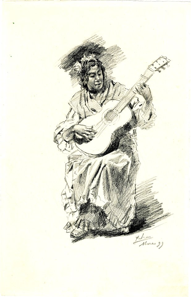 Gitana con guitarra, Mar. 1899, by Mariano Pedrero