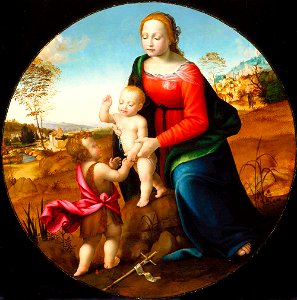 Giuliano Bugiardini - Madonna and Child with the Infant Saint John the Baptist - 79.1133 - Indianapolis Museum of Art. Free illustration for personal and commercial use.