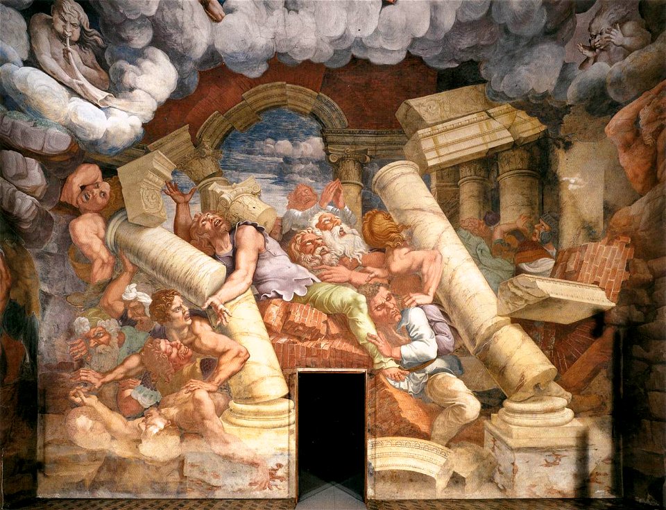 Giulio Romano - View of the Sala dei Giganti (north wall) - WGA09553