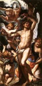Giulio Cesare Procaccini - St Sebastian Tended by Angels - WGA18432. Free illustration for personal and commercial use.