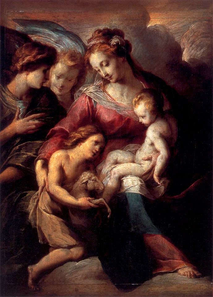 Giulio Cesare Procaccini - The Virgin and Child with the Infant St John the Baptist and Attendant Angels - WGA18435