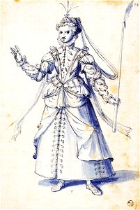 Giuseppe Arcimboldo - Costume drawing of a woman with torch - WGA00898