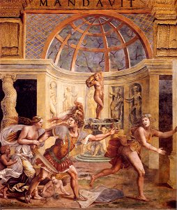 Giulio Romano - Mars Chasing Adonis from Venus's Pavilion - WGA09569. Free illustration for personal and commercial use.