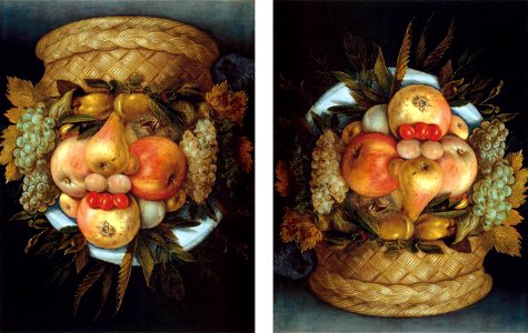 Giuseppe Arcimboldo - Reversible Head with Basket of Fruit - WGA00843. Free illustration for personal and commercial use.