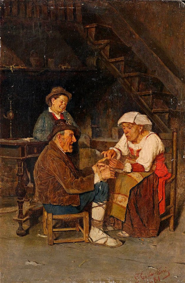 Giuseppe Costantini Hilfe für die Spitzenklöpplerin 1881