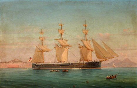 Giuseppe de Simone (1841-after 1892) - British Man-of-War at Anchor in Naples Bay - 836207 - National Trust