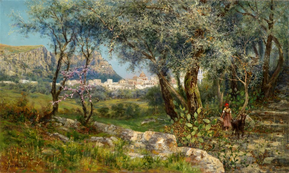Giuseppe Ferrarini Blick auf die Stadt Capri von Tragara aus