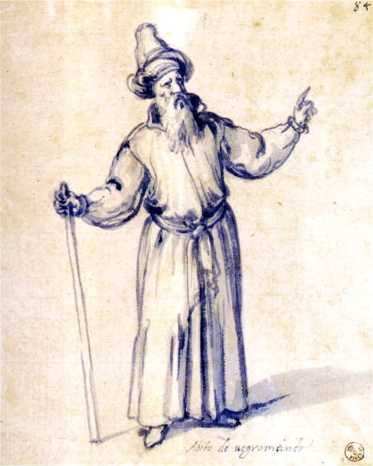 Giuseppe Arcimboldo - Costume drawing for a necromancer - WGA00902