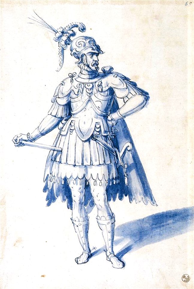 Giuseppe Arcimboldo - Costume drawing for man-at-arms - WGA00904
