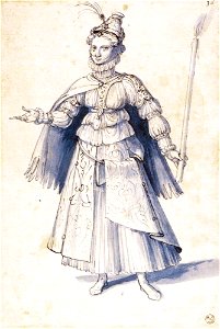 Giuseppe Arcimboldo - Costume drawing of a woman bearing a torch - WGA00896