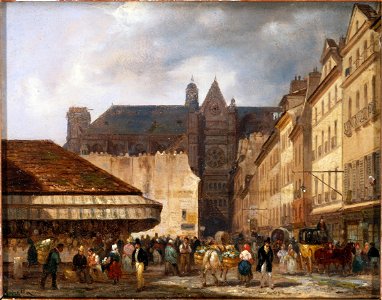 Giuseppe Canella - La rue des Prouvaires et l'église Saint-Eustache - P1246 - Musée Carnavalet