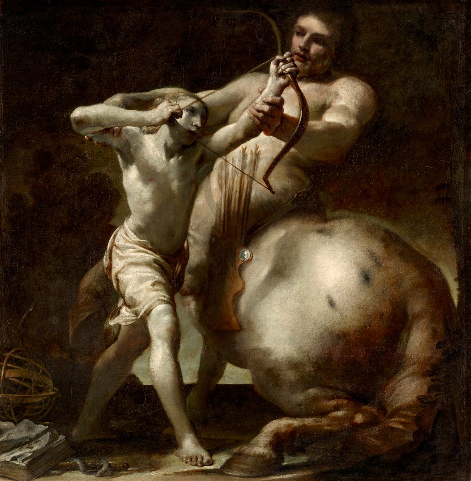 Giuseppe Maria Crespi, gen. Lo Spagnuolo, , Kunsthistorisches Museum Wien, Gemäldegalerie - Der Kentaur Chiron und Achill - GG 270 - Kunsthistorisches Museum