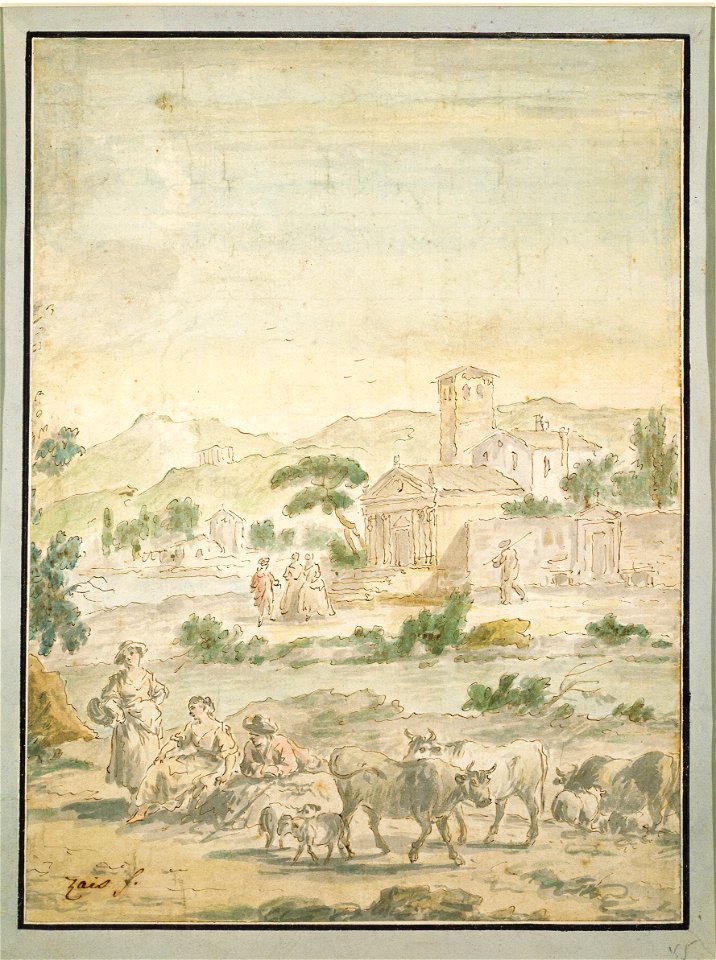 Giuseppe Zais - Landscape with Figures - 1950-7 - Albright–Knox Art Gallery