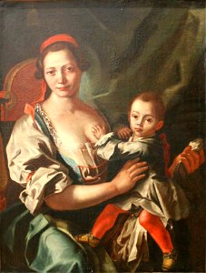 Giuseppe Bonito-Portrait de femme avec son enfant