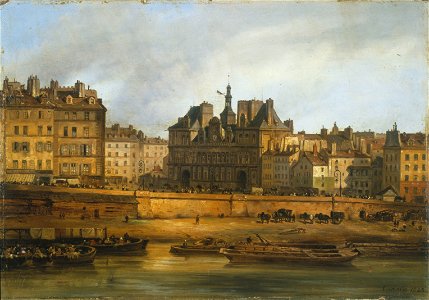 Giuseppe Canella - L'Hôtel de Ville et la place de Grève, vus de l'Ile de la Cité - P38 - Musée Carnavalet