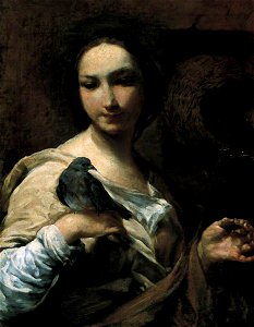 Giuseppe Maria Crespi (1665-1747) - Girl Holding a Dove - 1955P112 - Birmingham Museums Trust