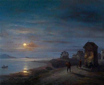 Giuseppe Canella Küstenlandschaft bei aufgehendem Mond 1840