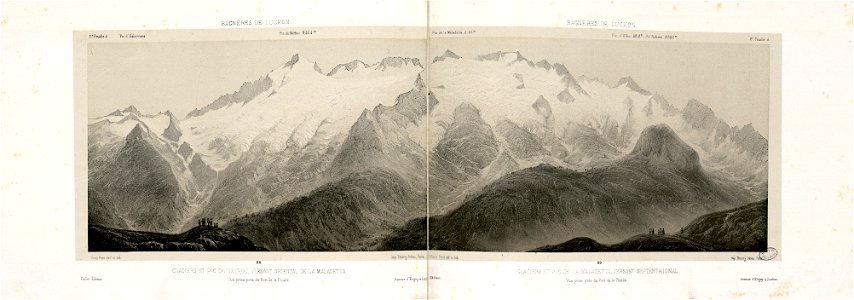 Glaciers et Pic de Néthou, versant oriental de la Maladetta - Glaciers et Pic de la Maladetta, versant septentrional - Vues prise près du Port de la Picade - Fonds Ancely - B315556101 A PETIT 1 027