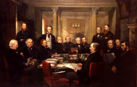 Gladstone's Cabinet of 1868 by Lowes Cato Dickinson. Free illustration for personal and commercial use.