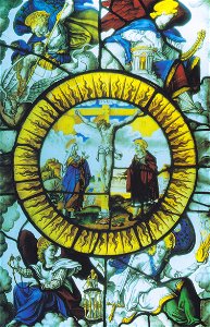 Glasfenster aus der Burgkapelle Landskron