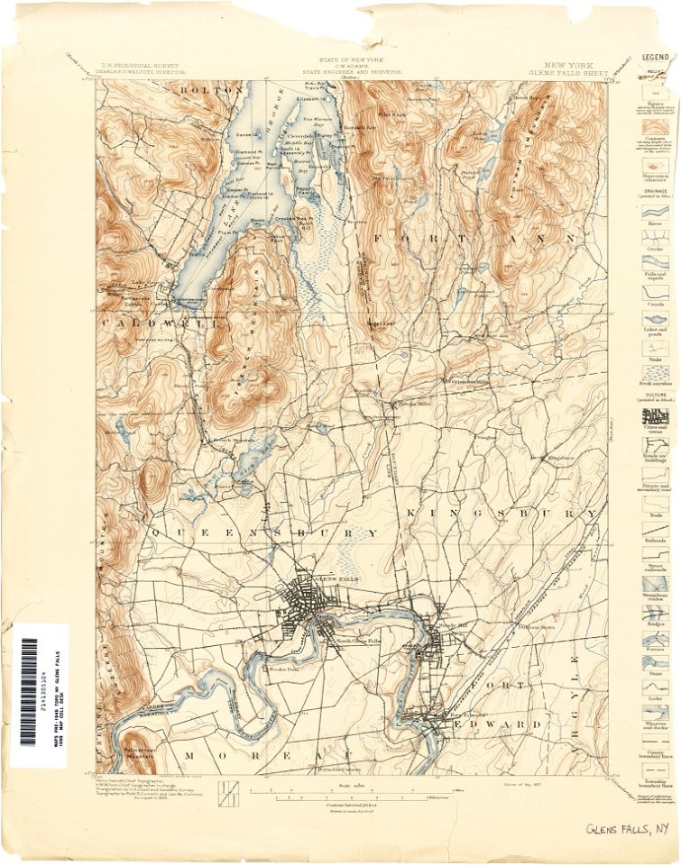 Glens Falls New York USGS topo map 1895