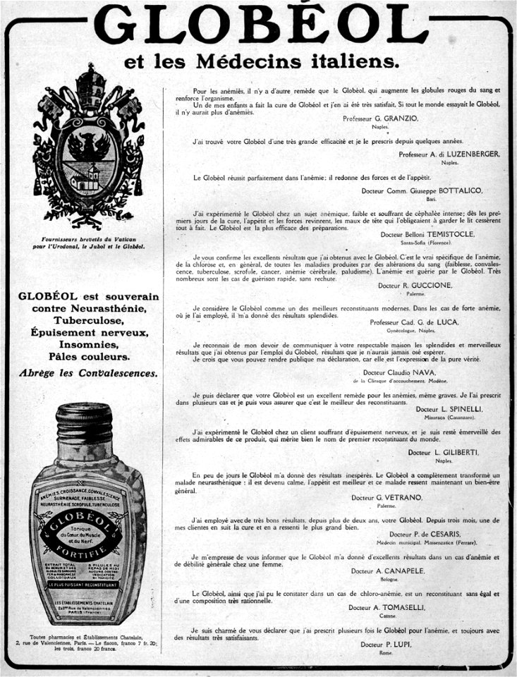 Globéol et les Médecins italiens No 3908 Annonces 2